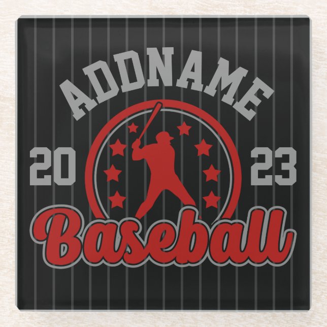 Personalised NAME Baseball Team Player Game Glass Coaster (Front)