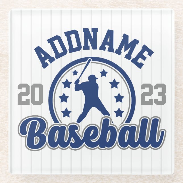 Personalised NAME Baseball Team Player Game Glass Coaster (Front)