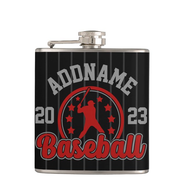 Personalised NAME Baseball Team Player Game Hip Flask (Front)