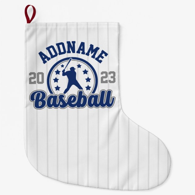 Personalised NAME Baseball Team Player Game Large Christmas Stocking (Front)