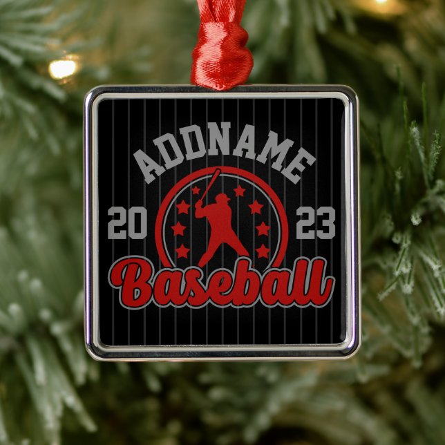 Personalised NAME Baseball Team Player Game Metal Tree Decoration (Tree)