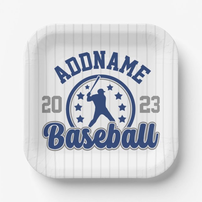 Personalised NAME Baseball Team Player Game Paper Plate (Front)
