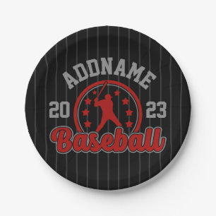 Personalised NAME Baseball Team Player Game Paper Plate
