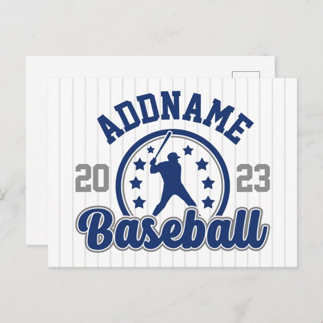 Personalised NAME Baseball Team Player Game Postcard (Front/Back)