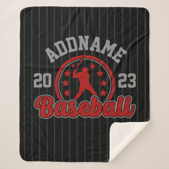 Personalised NAME Baseball Team Player Game Sherpa Blanket (Front)