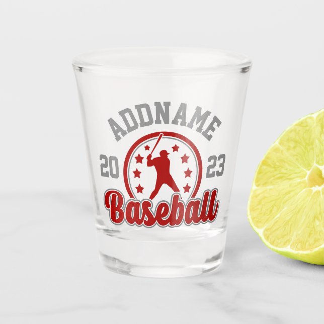 Personalised NAME Baseball Team Player Game Shot Glass (Front)