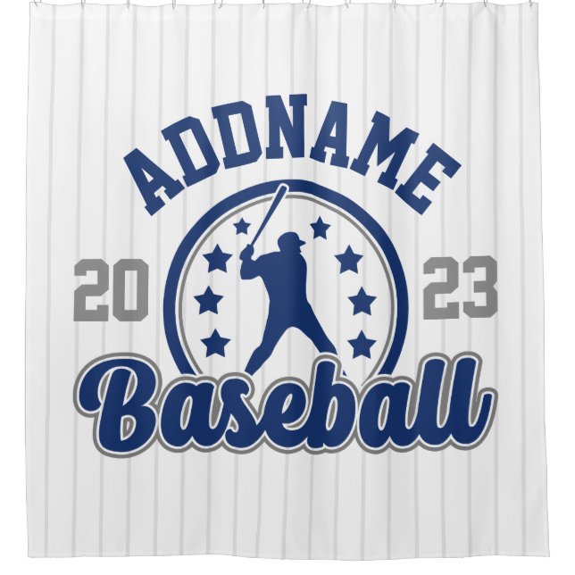 Personalised NAME Baseball Team Player Game Shower Curtain (Front)