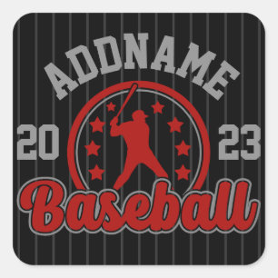Personalised NAME Baseball Team Player Game Square Sticker