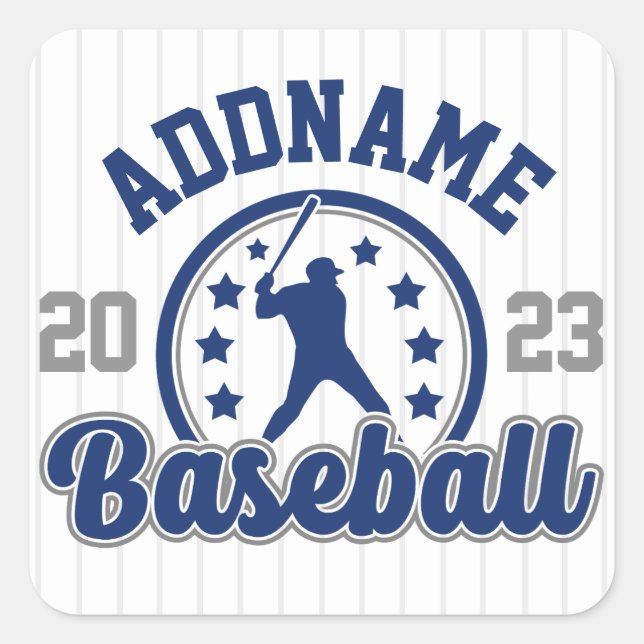 Personalised NAME Baseball Team Player Game Square Sticker (Front)