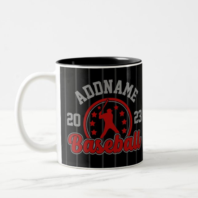 Personalised NAME Baseball Team Player Game Two-Tone Coffee Mug (Left)