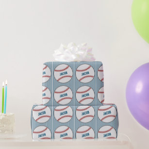 Personalised Name Baseball Themed Wrapping Paper