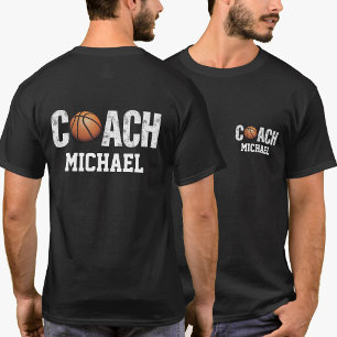 Personalised Name Basketball coach back & front    T-Shirt
