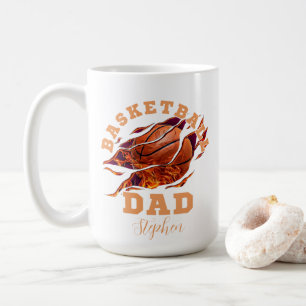 Personalised name basketball dad fathers day coffee mug