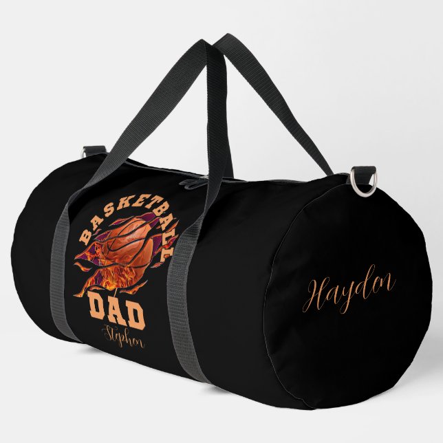 Personalised name basketball dad fathers day duffle bag (Left Corner)