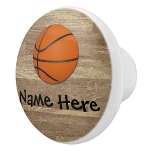 Personalised Name Basketball Orange/Brown Ceramic Knob
