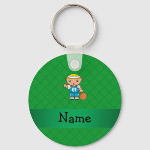 Personalised name basketball player green criss key ring