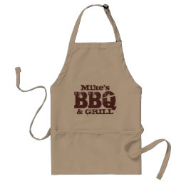Personalised name BBQ apron for guys | Brown beige