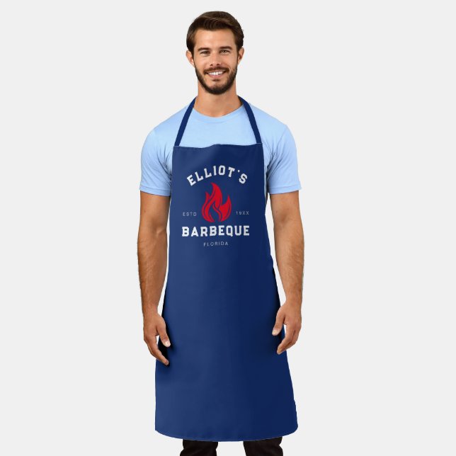 Personalised Name | BBQ Gift For Men | Barbeque Apron (Worn)