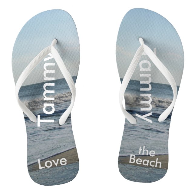Personalised Name Beach Sand Flip Flops (Footbed)
