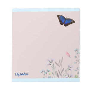 Personalised Name Beautiful Blue Morpho Butterfly Notepad