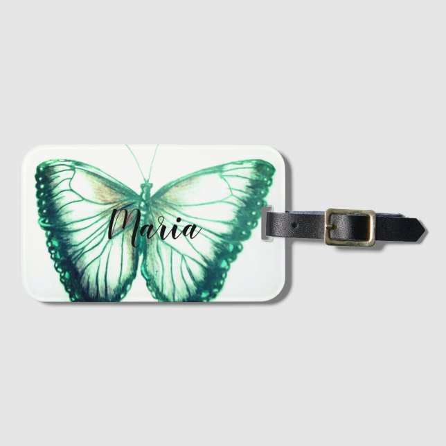 Personalised Name Beautiful butterfly Luggage Tag (Front Horizontal)
