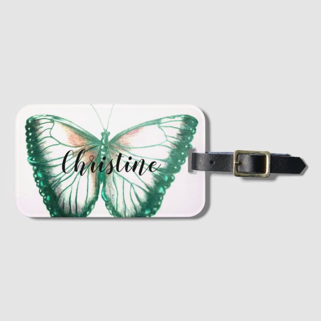 Personalised Name Beautiful butterfly Luggage Tag (Front Horizontal)