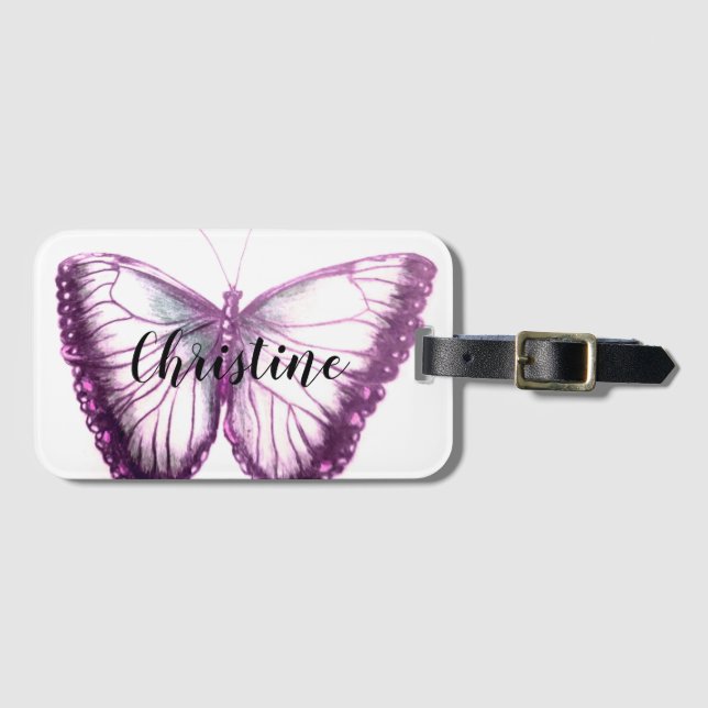 Personalised Name Beautiful butterfly Luggage Tag (Front Horizontal)