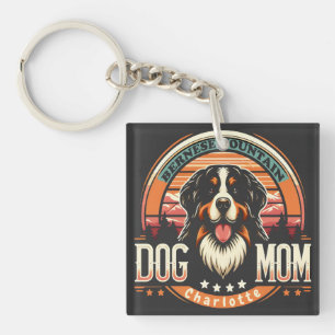 Personalised Name Bernese Mountain Dog Mum Vintage Key Ring