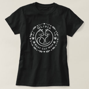 Personalised Name Best Cat Mum T-Shirt 