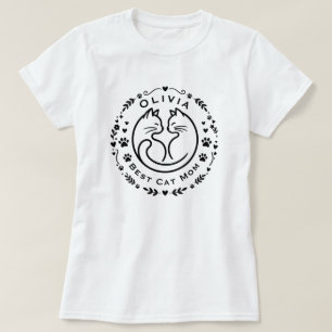 Personalised Name Best Cat Mum T-Shirt