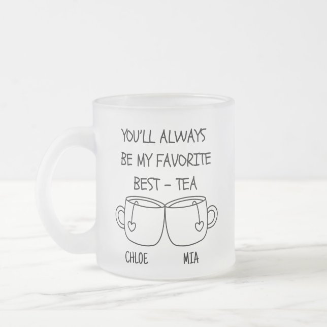 Personalised Name Best Friend Bestie  Funny Frosted Glass Coffee Mug (Left)