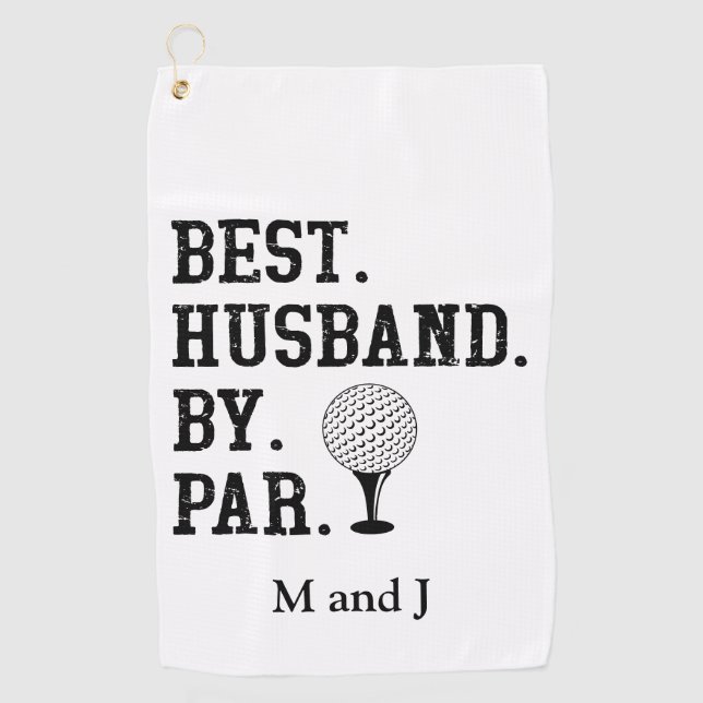 Personalised Name Best Husband By Par Golf Towel (Front)