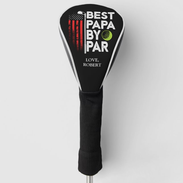 Personalised Name Best Papa By Par Golf Head Cover (Front)