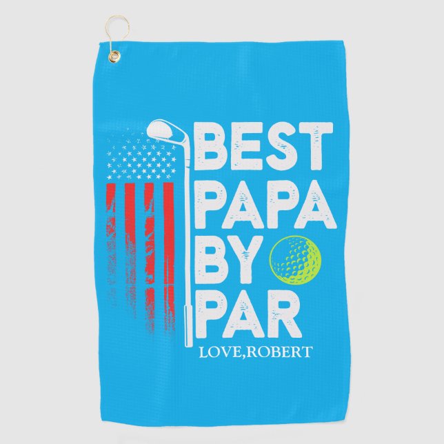 Personalised Name Best Papa By Par Golf Towel (Front)