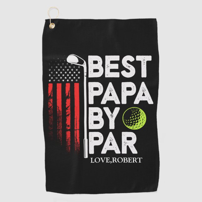Personalised Name Best Papa By Par Golf Towel (Front)