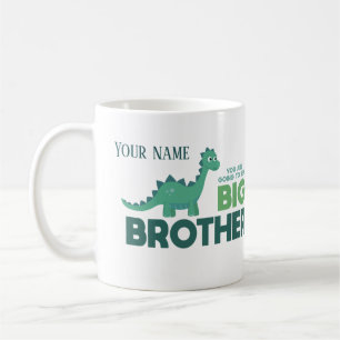 Personalised name big brother announcement dino coffee mug