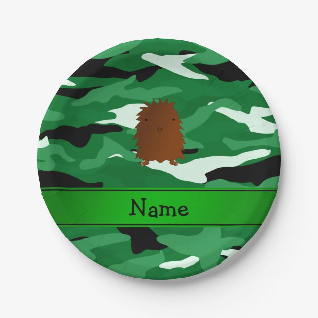 Personalised name bigfoot green camouflage paper plate (Front)
