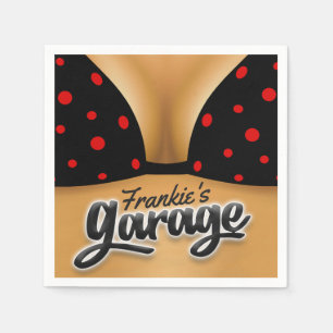 Personalised NAME Bikini Babe Girl Man Cave Garage Napkin