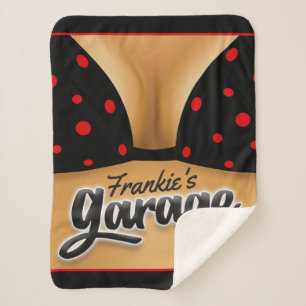Personalised NAME Bikini Babe Girl Man Cave Garage Sherpa Blanket