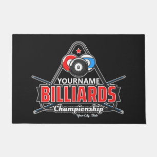 Personalised NAME Billiards 8 Ball Pool Cue Rack  Doormat