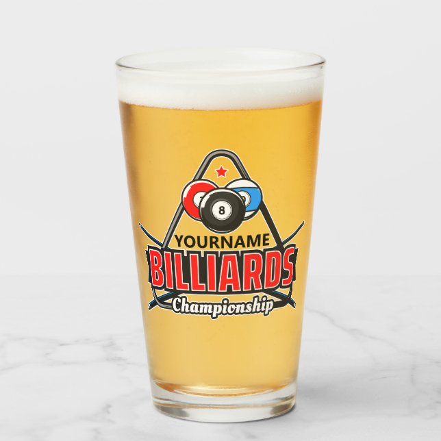 Personalised NAME Billiards 8 Ball Pool Cue Rack  Glass (Front Filled)