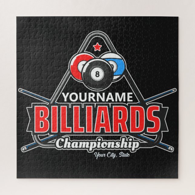 Personalised NAME Billiards 8 Ball Pool Cue Rack  Jigsaw Puzzle (Vertical)