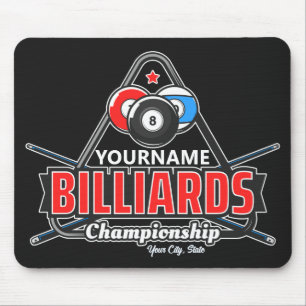 Personalised NAME Billiards 8 Ball Pool Cue Rack Mouse Mat