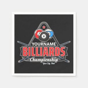 Personalised NAME Billiards 8 Ball Pool Cue Rack  Napkin