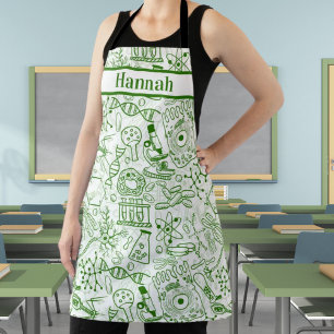 Personalised Name Biology Doodle Theme Apron