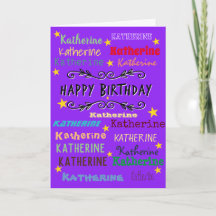 Personalised Name birthday Card- multiple