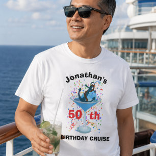 Personalised Name Birthday Cruise Cocktail Anchor T-Shirt