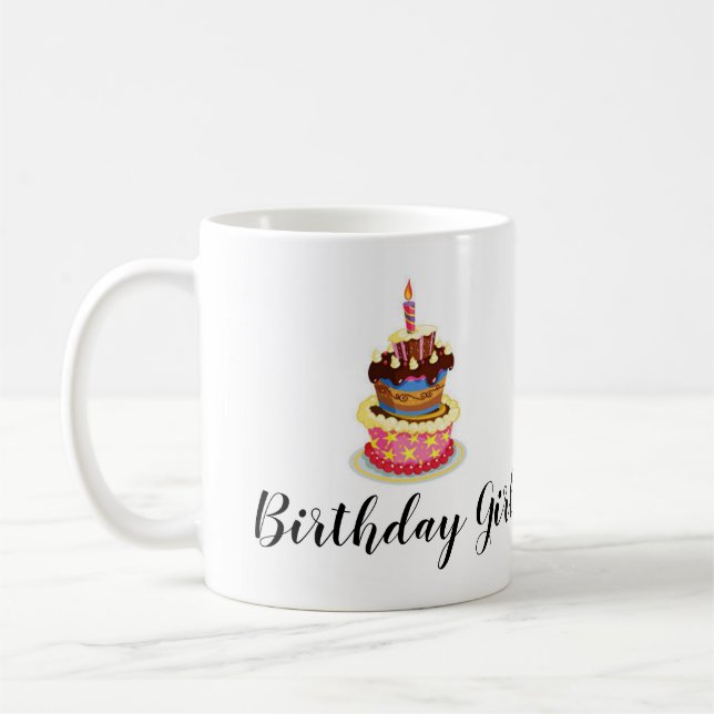 Personalised name birthday girl mug (Left)