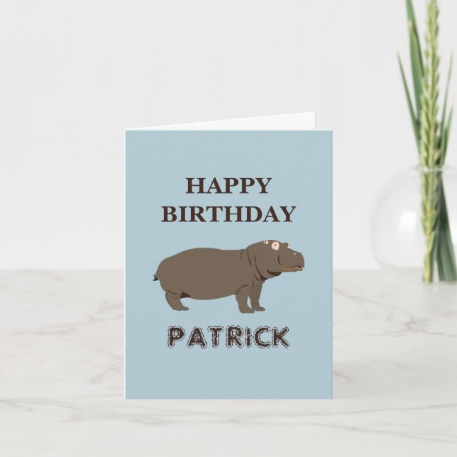 Personalised Name Birthday Hippopotamus Hippo  Card (Front)