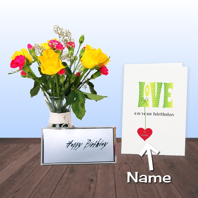 Personalised name Birthday LOVE typography Card (Creator Uploaded)